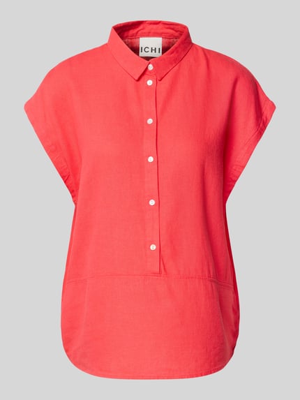 ICHI Regular Fit Bluse aus Leinen-Viskose-Mix mit Knopfleiste Pink 2