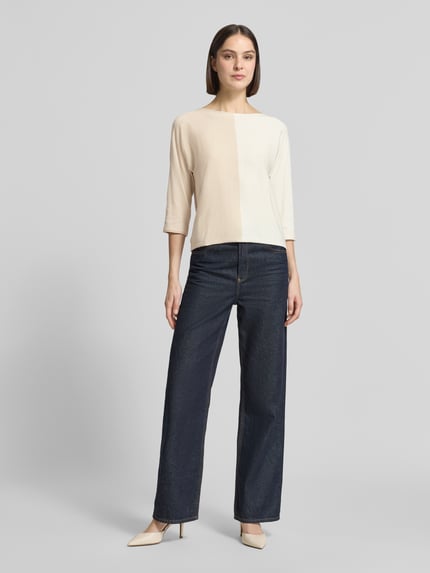 s.Oliver BLACK LABEL Koszulka z dzianiny o kroju regular fit z mieszanki bawełny Camel 1