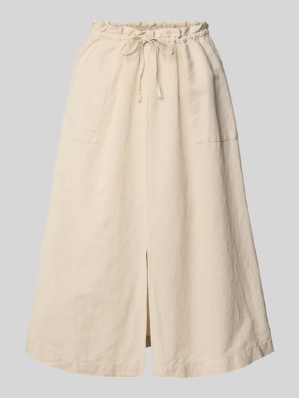 Christian Berg Woman Linnen rok met loopsplit Beige - 2