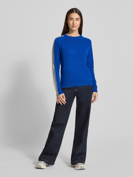 Jake*s Casual Strickpullover aus Kaschmir mit Kontraststreifen Blau 1