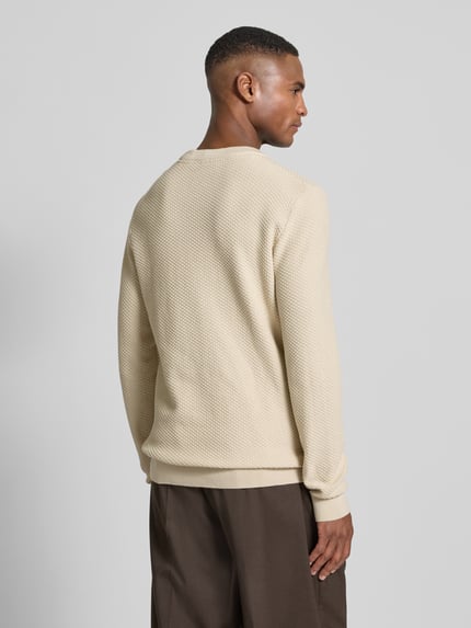 Lindbergh Strickpullover mit Strukturmuster und Rundhalsausschnitt Sand 5