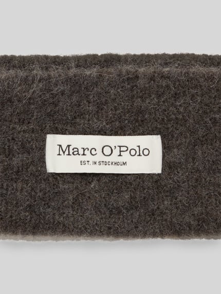 Marc O'Polo Stirnband aus Wolle mit Label-Patch Dunkelbraun 2