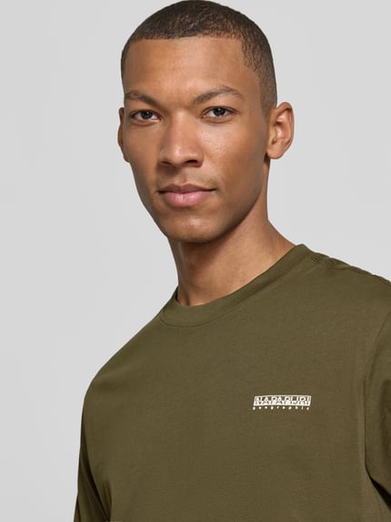 Napapijri Regular fit t-shirt met logo en ronde hals Kaki - 3