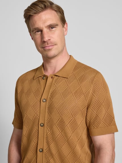 Selected Regular fit gebreide cardigan van puur katoen, model 'ARCO' Messing - 3