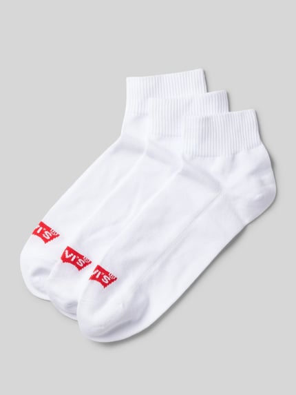 Levi's® Socken mit Label-Detail Modell 'MID CUT BATWING LOGO' im 3er-Pack Weiss 1