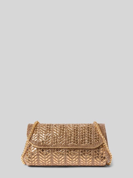 Jake*s Cocktail Clutch / Abendtasche mit Glitzerdetails Modell 'BohoBeadMirror' Metallic Rosa 2
