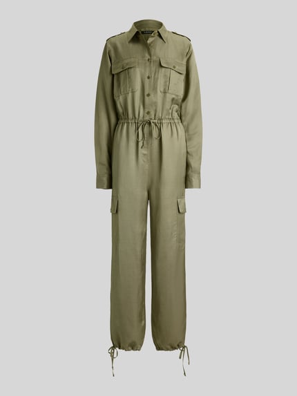 Lauren Ralph Lauren Relaxed Fit Jumpsuit aus Viskose-Leinen-Mix Khaki 2