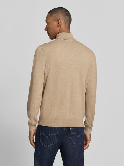 LERROS sweter z dzianiny o kroju regular fit z golfem Beżowy 5