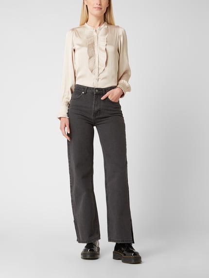 Minimum straight fit high rise jeans van katoen model 'Miaja' Zwart - 1
