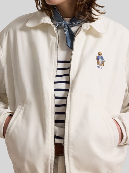 Polo Ralph Lauren Relaxed Fit Blouson mit Polo Bear Stitching Modell 'TEDDY BP' Weiss 3