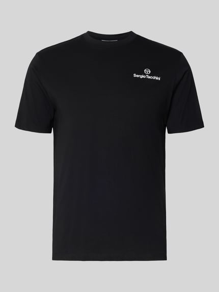 Produktfoto, Regular Fit T-Shirt mit Logo-Print von SERGIO TACCHINI in Schwarz, Reine Baumwolle, Rundhalsausschnitt, Rückenlänge 69 cm, Herren T-Shirt