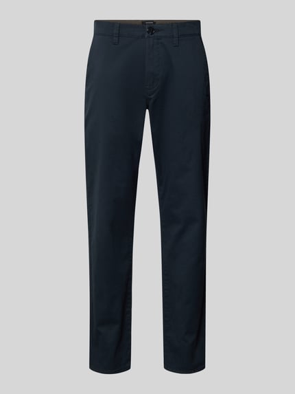 Produktfoto, dunkelblaue Hose mit Paspeltaschen am Gesäß Modell 'Brent' von Matinique aus Baumwoll-Elasthan-Mix Regular Fit