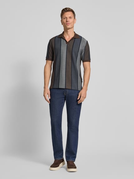 Samsøe Samsøe Poloshirt met geribde mouwboorden, model 'TRAVIS' Donkerblauw - 1