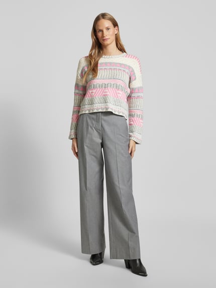 Oui Strickpullover mit Woll-Anteil Rosa 1