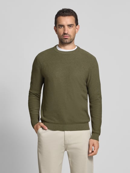 MCNEAL Strickpullover mit gerippten Abschlüssen Oliv Melange 4