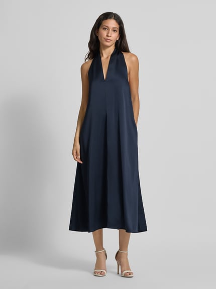 Samsøe Samsøe Midikleid mit V-Ausschnitt und Eingrifftaschen Marine 4