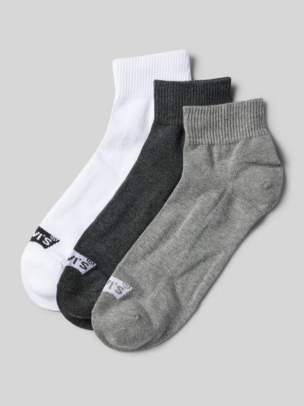 Levi's® Socken mit Label-Detail Modell 'MID CUT BATWING LOGO' im 3er-Pack Mittelgrau 1