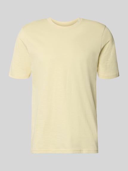 Produktfoto, Regular Fit T-Shirt mit Rundhalsausschnitt von MCNEAL in Hellgelb, reine Baumwolle, mittellange Ärmel, glatte Textur
