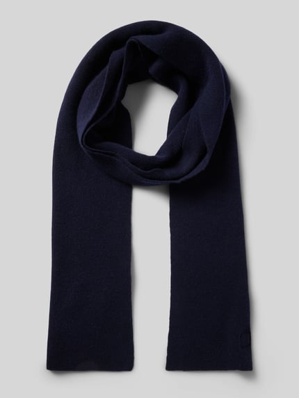 KnowledgeCotton Apparel Wollschal mit Label-Detail Marine 1