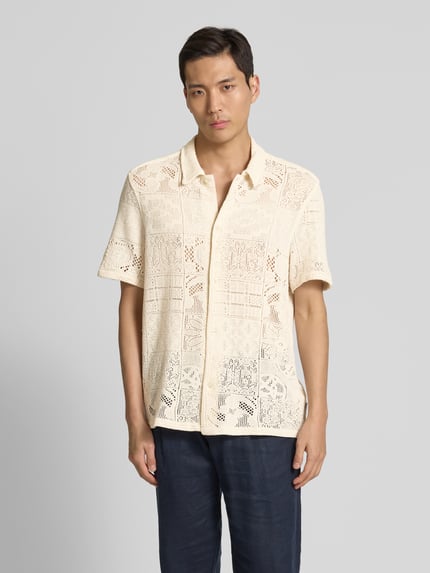 Les Deux Regular Fit Freizeithemd mit Lochstickerei Modell 'Hector' Offwhite 4