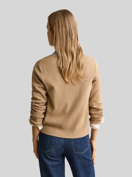 GANT Cardigan aus Wolle mit Kontrastblende Beige 5