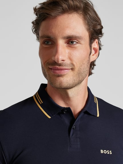 BOSS Green Koszulka polo o kroju slim fit z nadrukiem z logo model ‘Paul’ Granatowy 3