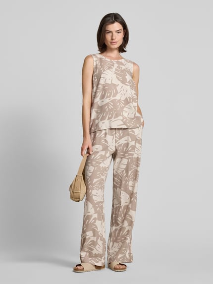 FREE/QUENT Loose Fit Blusentop aus Viskose-Leinen-Mix Modell 'LAVISCO' Taupe 1