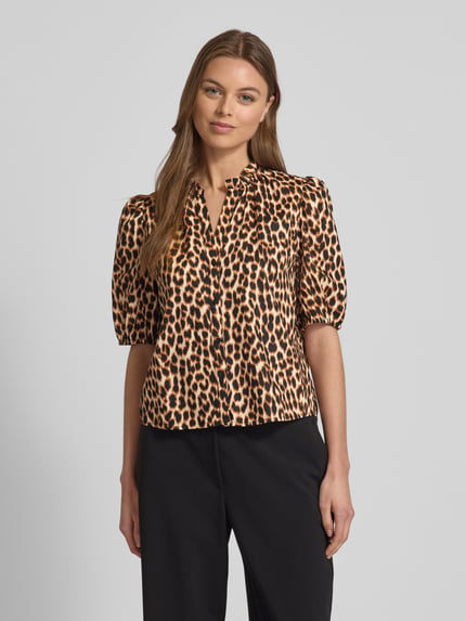 Christian Berg Woman Selection Regular fit blouse in dierenlook met V-hals Beige - 4