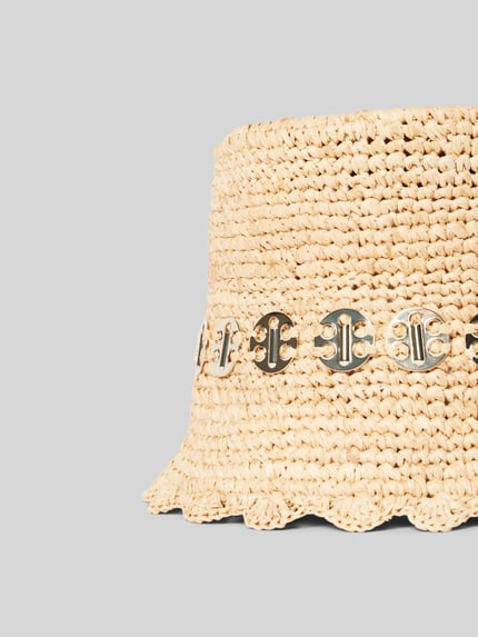 Rabanne Strohoed met merkdetails Beige - 3