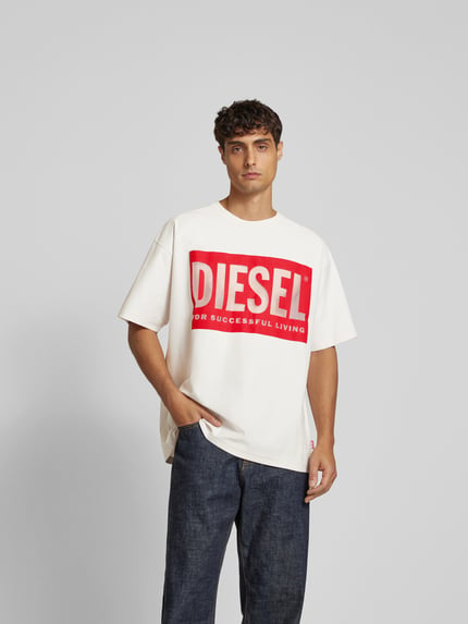 Diesel T-shirt z nadrukiem z logo Biały 4
