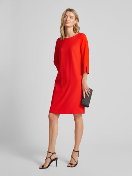 windsor. Knielanges Kleid in unifarbenem Design mit 3/4-Arm Rot 1