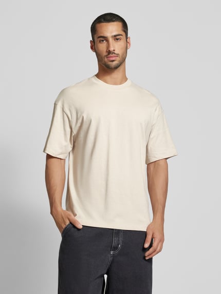 JACK & JONES T-Shirt mit geripptem Rundhalsausschnitt Modell 'BRADLEY' Offwhite 4