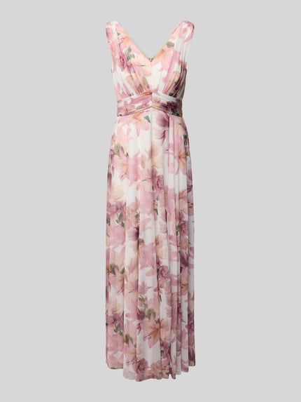 Christian Berg Cocktail Abendkleid mit V-Ausschnitt Rosa Melange 2