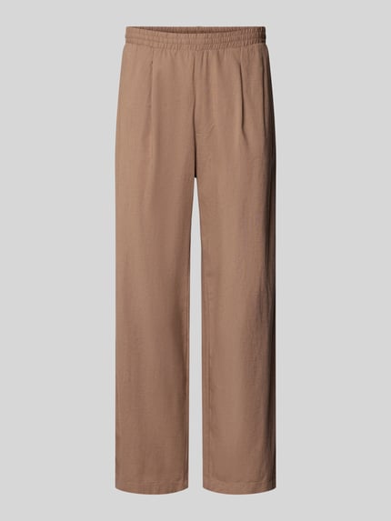 REVIEW Straight Leg Bundfaltenhose aus Baumwoll-Leinen-Mix Mud 2
