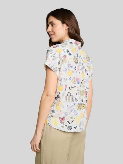 Tom Tailor Loose Fit Bluse aus Leinen-Viskose-Mix Weiss 5