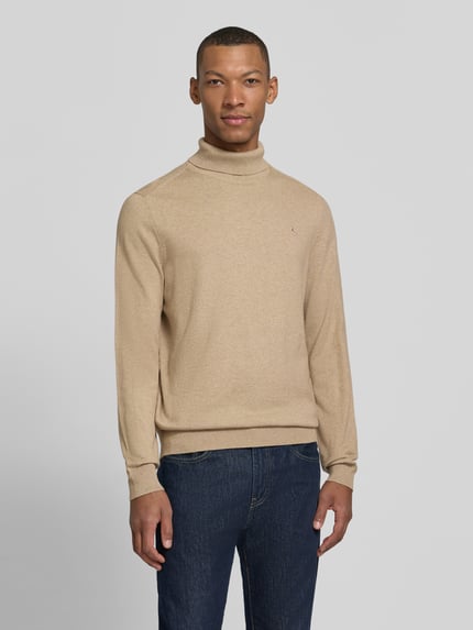 LERROS sweter z dzianiny o kroju regular fit z golfem Beżowy 4