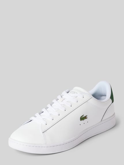 Produktfoto, Low Top Sneaker aus echtem Leder von Lacoste voor heren, look: effen, rond, plat, logodetail, label in reliëf, vetersluiting, gestructureerde zool, glad leer