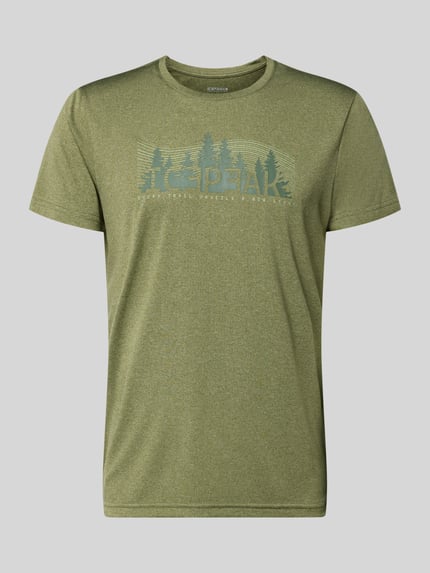 Productfoto, Regular Fit T-Shirt met ronde hals 'Bearden' van Icepeak, olijfgroen met logo-print, lengte rug maat M: 69 cm