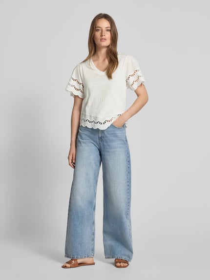 b.young T-Shirt mit Lochstickerei Modell 'PALORA' Offwhite 1