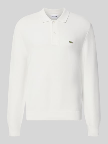 Produktfoto, weißes Regular Fit Poloshirt aus reiner Baumwolle von Lacoste, glatte Struktur, Herren Poloshirt von Lacoste
