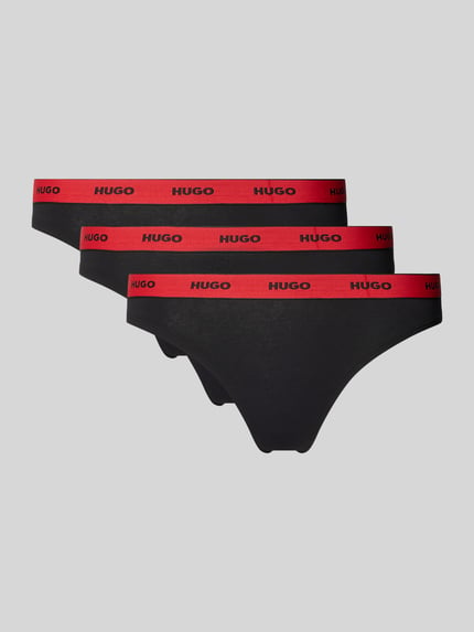 HUGO Stringi z paskiem z logo w zestaw 3 szt. Czarny 1