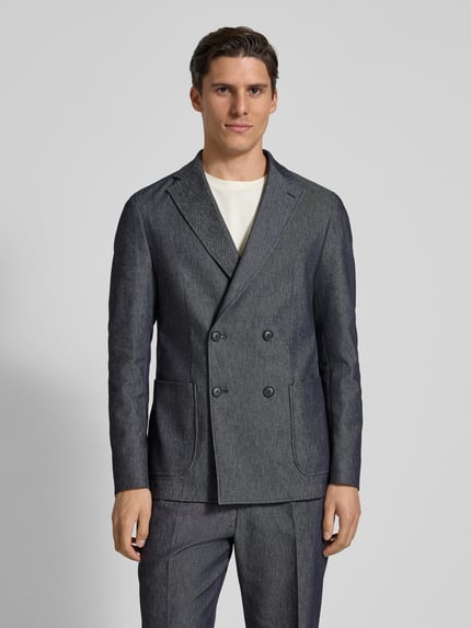 BOSS Marynarka na dwa guziki o kroju slim fit z mieszanki bawełny model ‘HANRY’ Granatowy 4