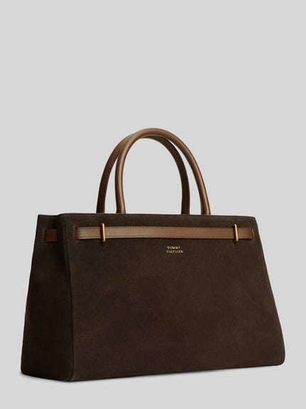 Tommy Hilfiger Handtas met handvat van echt suède met logodetail Donkerbruin - 5