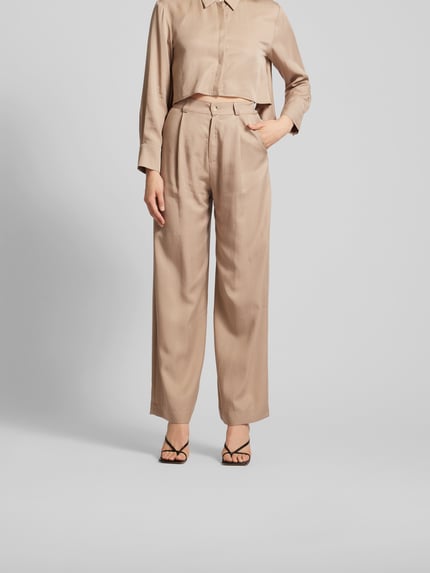 OH APRIL Stoffen broek met bandplooien Taupe - 4