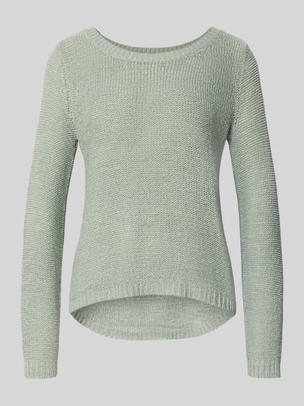 Produktfoto, lichtgroene gebreide pullover met boothals en rechte zoom, Regular Fit Pullover mit U-Boot-Ausschnitt Modell 'GEENA' van ONLY, Dames Pullover