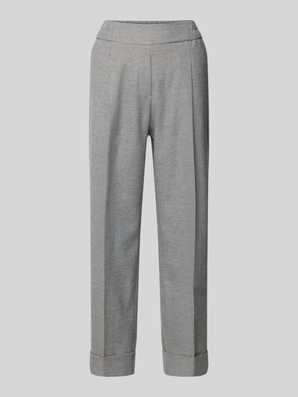 Produktfoto, Hose met omslag en persvouwen model 'Maikito pepita' van OPUS, regular fit, viscose-mix, elastische taille, grijs gestreept.
