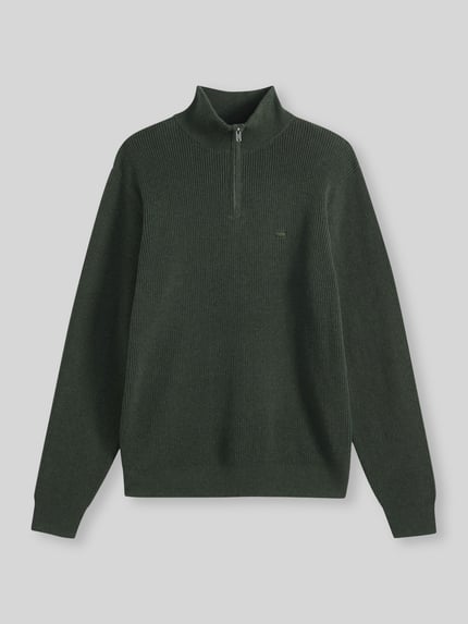 Levi's® Sweter w kroju relaxed fit z czystej bawełny model 'QUARTER' Oliwkowy 2