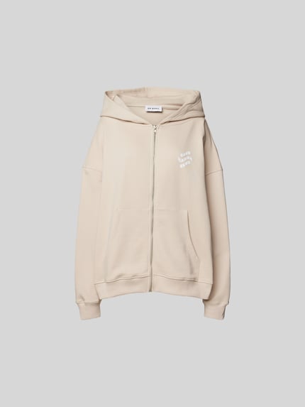 OH APRIL Oversized Sweatjacke mit Label-Print Sand 2