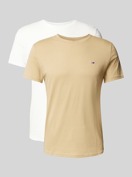 Slim fit T-shirt met gestikt logo in Set van 2 Shop The Look MANNEQUINE