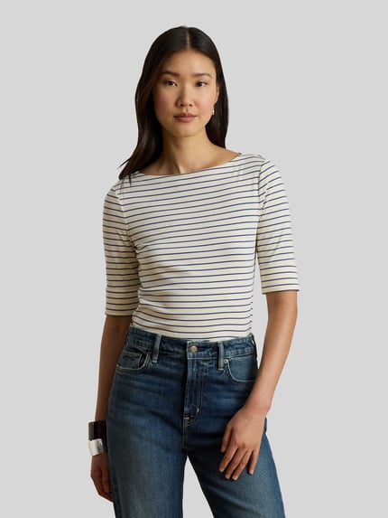 Lauren Ralph Lauren regular fit T-shirt van katoenmix Lichtblauw - 4
